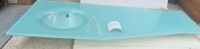 Plan vasque en verre trempé bleu avec lavabo intégré ,175 x …