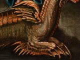 an image of a painting of a man riding on the back of a dragon