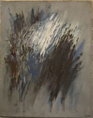 an image of a painting of a horse on a gray background