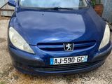 La voiture bleue est garée devant un bâtiment métallique.