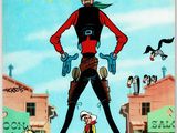 la couverture d'une bande dessinée sur laquelle figure un cow-boy debout devant un immeuble
