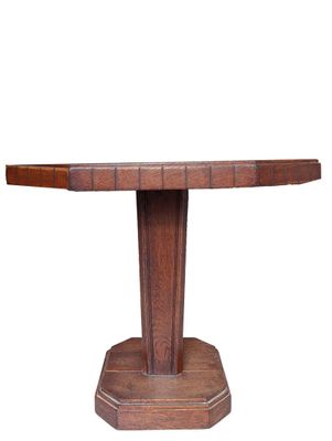 a close up of a wooden table with a white background