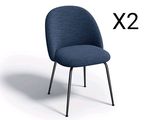 two chairs with a blue upholstered upholstered seat and black legs