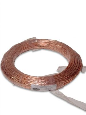 a close up of a coil of copper wire on a white background