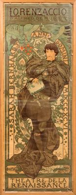 une vieille affiche représentant une femme tenant un vase à la main
