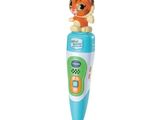electronic pen with a cat on top of it on a white background