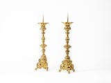 paire de chandeliers anciens en laiton