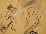 drawing of a man with a pipe in his mouth and a cigarette in his mouth