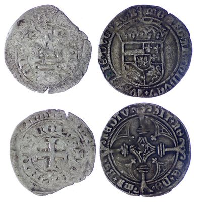 quatre types différents de pièces d'argent sur fond blanc