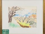 an image of a drawing of a landscape with trees and grass