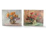 tableau représentant un vase de fleurs et un vase de fleurs posé sur une table