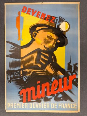 Devenez mineur. Affiche publicitaire.