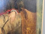 a painting of a man with a horse in a room