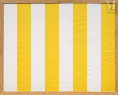 Daniel Buren (né en 1938) Papiers collés blanc et jaune, 197…