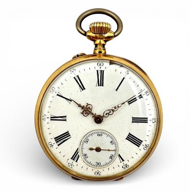 Montre de gousset en or jaune (750), le revers gravé de feui… - Photo 1