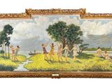 une image d'une peinture représentant un groupe de personnes dans un champ