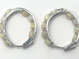 pair of opalite hoop earrings in sterling - plated setting