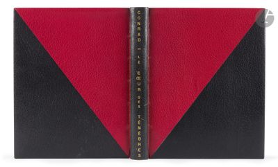 a black and red book with a black leather cover