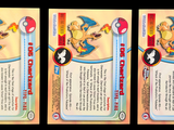 three cards that have a picture of a cartoon character on them