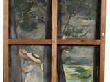 an image of a painting of a woman in a white dress looking out of a window