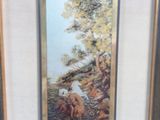painting of a bear in a wooded area with trees in the background