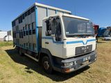 un camion garé sur l'herbe, dans le champ