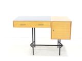 an image of a desk with two drawers and a metal frame