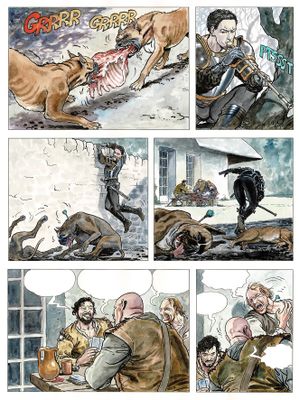 Cette bande dessinée raconte l'histoire d'un homme qui se fait attaquer par un chien