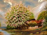 a picture of a painting on the wall of a house