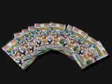 a lot of pokemon trading cards on a black background