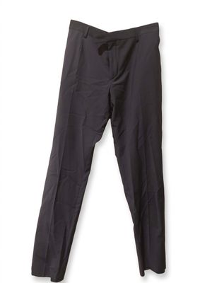 black pants on a hanger on a white background