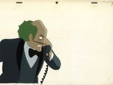 une image représentant un dessin d'un homme en smoking en train de parler au téléphone