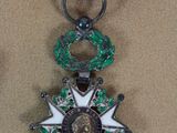 a medal that is on display on a table