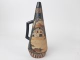 an image of a vase with a painting on it sitting on a table