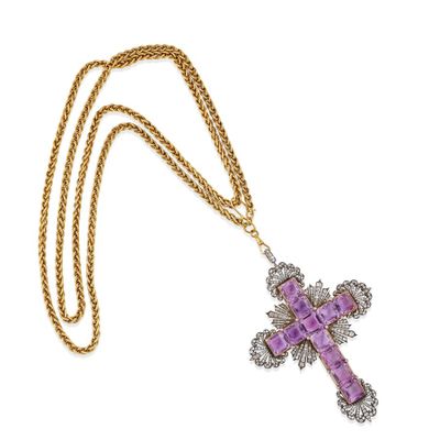 an amethorate and diamond cross pendant