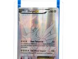 a close up of a pokemon card with a blue frame