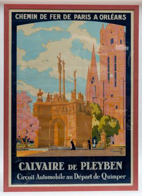 affiche de voyage vintage française représentant la ville de Paris, par Cavalre de Pleyben