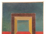 une image représentant un tableau d'une porte avec un sol rouge