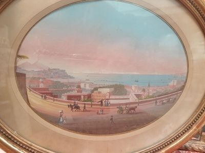 Ecole Napolitaine (XIXè) "Vue de Naples", gouache sur papier…