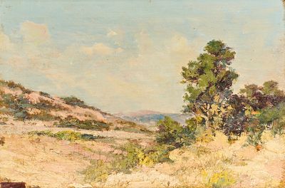 un tableau représentant des vaches paissant dans un champ près d'un arbre