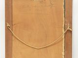 a painting of a wooden frame with a rope hanging from it