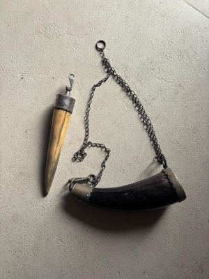 un collier orné d'une corne et d'une chaîne