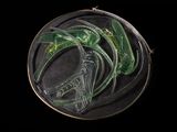 a picture of a glass ornament with a horse inside of it
