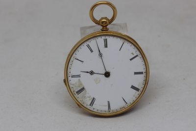 a small gold pocket watch with roman numerals on it