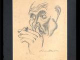 drawing of a man smoking a cigarette with a cigarette in his hand
