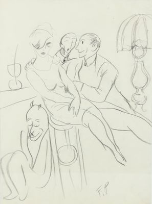 an image of a drawing of a group of people sitting at a bar