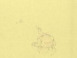 drawing of a man throwing a frisbee on a yellow piece of paper