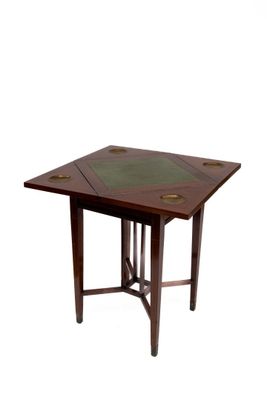 Petite table à jeu portefeuille en acajou et placage d'acajo… - Photo 1