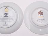 two plates with a picture of a man and a woman on them