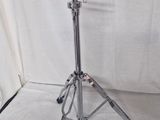 a close up of a silver tripod on a white background